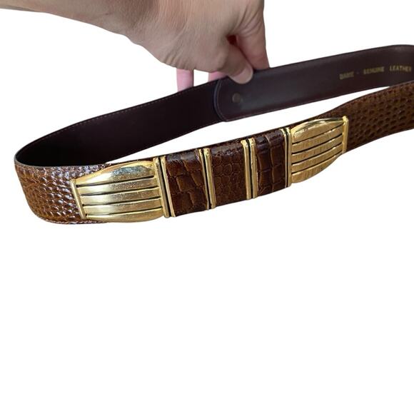 Vintage Dame Brown Leather Gold Tone leather belt size m/L - Picture 2 of 5